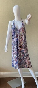 Tommy Bahama Floral Paisley Padded Bra Stretch A-Line Halter Dress Women’s L NWT - Picture 1 of 6