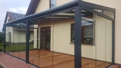 ROYAL Aluminium Alu Glasschiebetür Glasschiebewand Glaswand Windschutz je Mtr. Breite