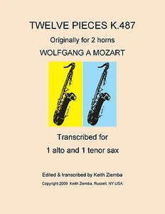 Alto and Tenor Sax Duets Mozart K.487 org. for 2 horns Comb Bound Brand New - Picture 1 of 5