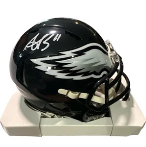 A.J. Minicasco de velocidad firmado por Philadelphia Eagles marrón (BECKETT) - Imagen 1 de 7