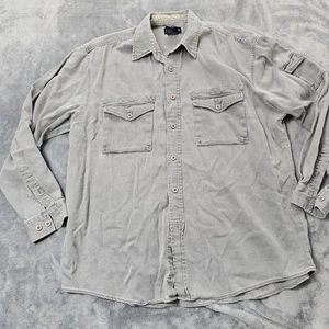 Vintage Faded Glory Corduroy Button Up Shirt Mens L Gray 90s Y2K Cotton Grunge - Picture 1 of 13