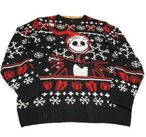 Disney Burton The Nightmare Before Christmas Black Sweater Jack Skelly Men’s L - Picture 1 of 7