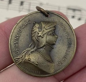 Large Antique French Bronze Joan of Arc / Paris Medal Signed Corbierre c1920 - Picture 1 of 3