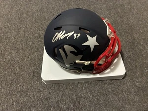 Minicasco firmado por Damien Harris Beckett certificado de autenticidad New England Patriots amplificador  - Imagen 1 de 2