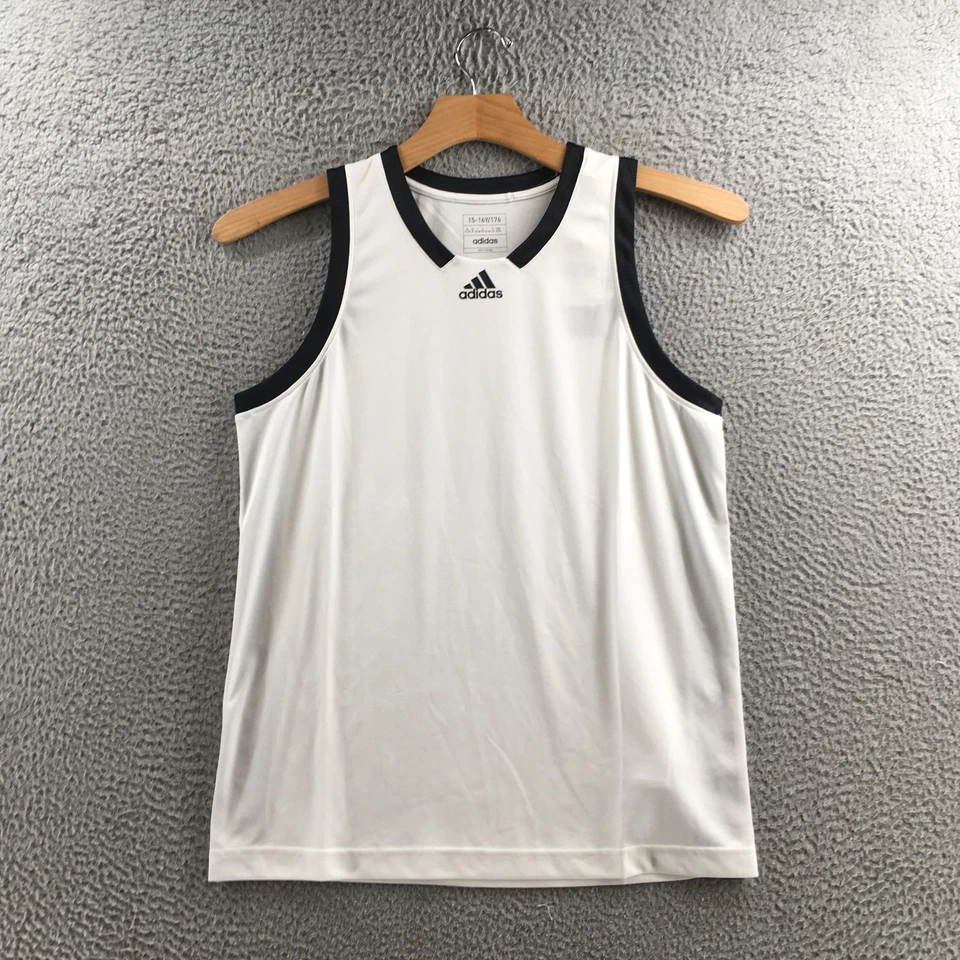 阿迪达斯背心青少年 XL 白色黑色装饰 Y Icon Squad J 球衣无袖衬衫 — 第 1/4 张图片