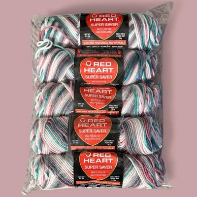 Red Heart Vintage #963 Rambling Rose 100% Acrílico #4 Hilo Worsted-Lote de 5 Foto 1 de 4