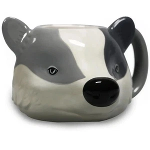 Harry Potter Mug HUFFLEPUFF BADGER Shaped Hogwarts House Ceramic Gift Boxed 8cm - Picture 1 of 7