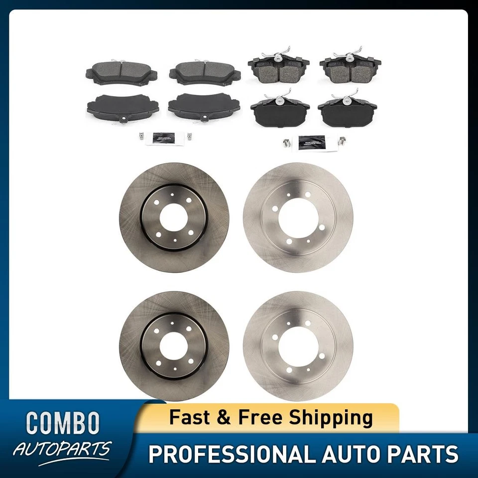 Rotores de freio dianteiro traseiro e pastilhas de freio para 2000 2001 2002 2003 2004 Volvo V40 - Imagem 1 de 4