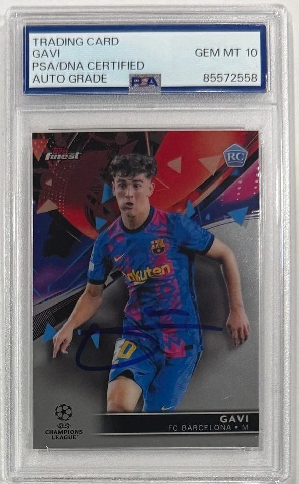 2021-22 Topps Finest UEFA Champions League Gavi #51 Rookie RC PSA GEM MT 10 AUTO - Image 1 of 1