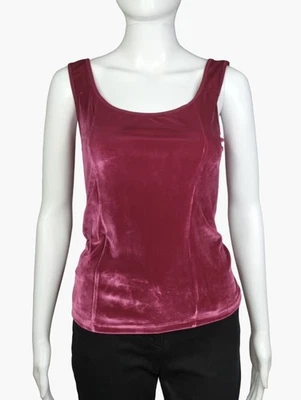 复古 QVC Kathleen Kirkwood 粉红色天鹅绒背心 S 亮片花带别针 NOS — 第 1/4 张图片