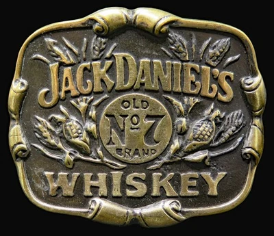 Jack Daniels Antiguo Nº 7 Whisky Bronce Vintage Hebilla de Cinturón Foto 1 de 4