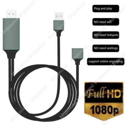 Adaptador de cable duplicado HDMI de 3 pies 1080P teléfono a TV HDTV para iPhone iPad Android Foto 1 de 4