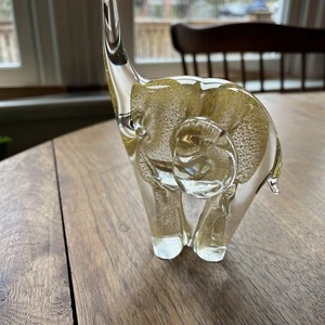 C70s MURANO Glass Attr To SEGUSO VDA Elephant GOLD Figurine ANIMAL Figure Statue - Picture 1 of 11