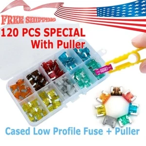 120 PC Low Profile Mini Car Fuse Auto Car Motorcycle SUV Fuses Kit APM ATM - Picture 1 of 6