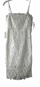 New Bardot Womens 6 Lina White Lace Spaghetti Strap Sheath Dress Romantic - Picture 1 of 8