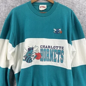 Vintage Charlotte Hornets Sweatshirt Mens XL Green 80s 90s NBA Nutmeg Crew Neck - Picture 1 of 15