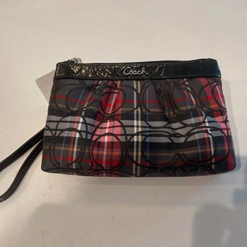 Bracciale Coach Firmato Righe Tartan Plaid F44282 Nuovo con etichette
