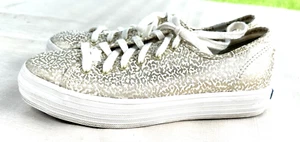 Women's Size 8 Keds Triple Kick Platform Gold Print Shoes Sneakers WF65497 - Picture 1 of 10