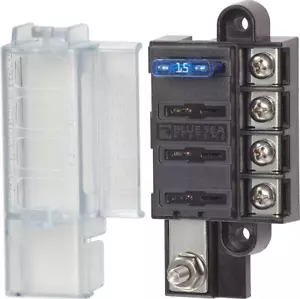 Blue Sea Systems 5045 ST Blade Fuse Block Compact 4 Circuit with Cover - Picture 1 of 12