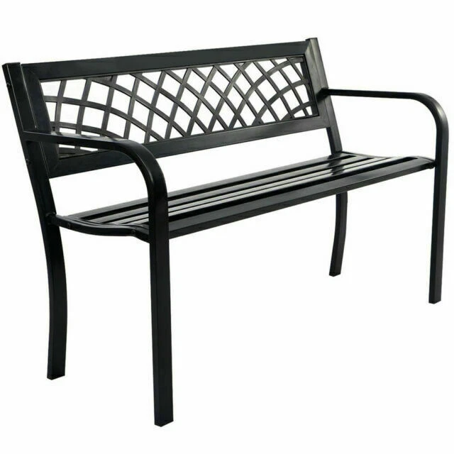 Patio Park Garden Bench Porch Path Chair Outdoor Deck Steel Frame