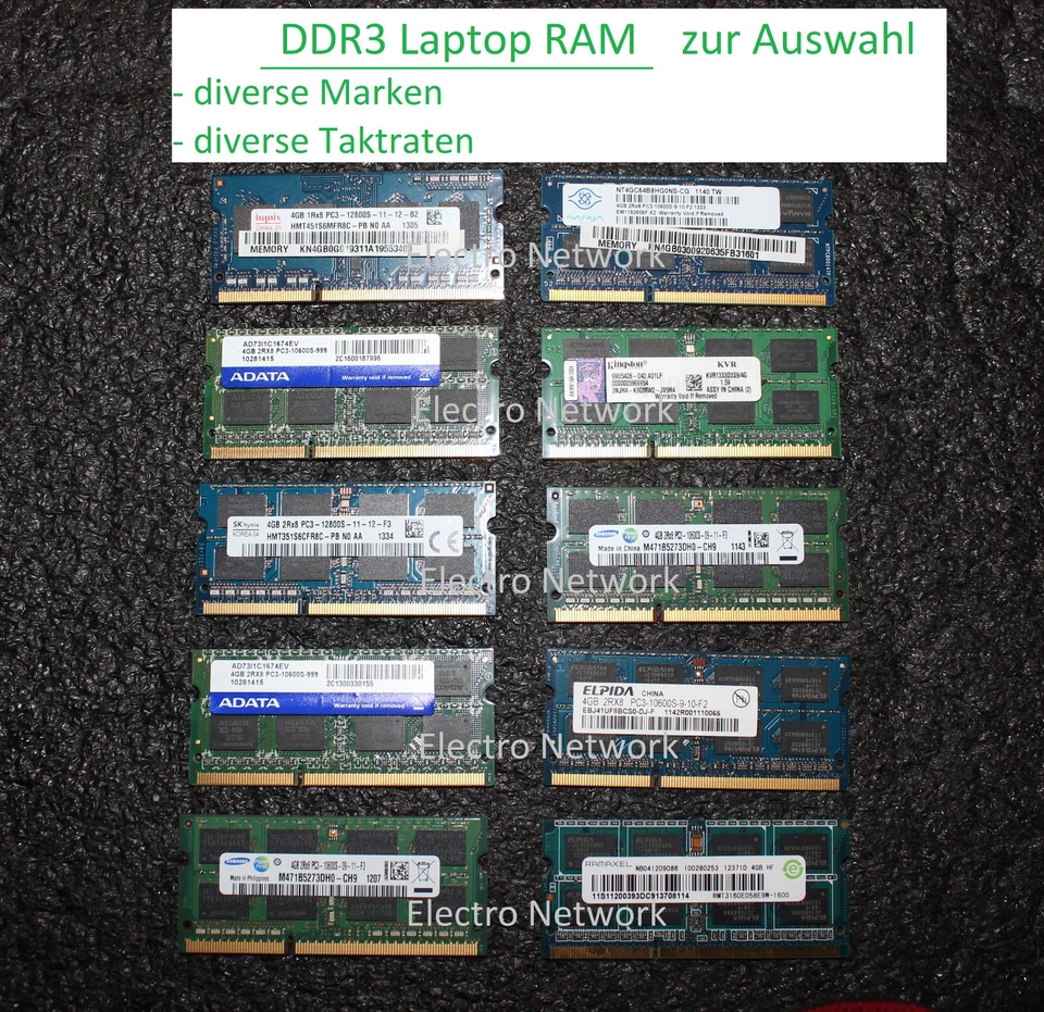 Marken Arbeitsspeicher RAM DDR3 Laptop S0Dimm Samsung Hynix Kings 1x 2Gb 4Gb 8Gb - Bild 1 von 1