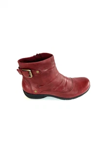 Clarks Christine Club Burgundy Side Zip Leather Booties Women Size 11 M - Picture 1 of 16
