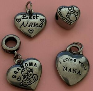 Nana Grandma Grandaughter Various European Charm & Gift Pouch - Silver Tone