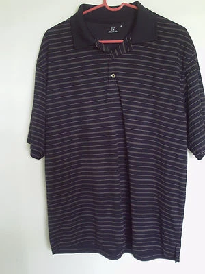 Grand Slam гольф коричневый в полоску рубашка-поло короткий рукав Sz L - Изображение 1 из 3