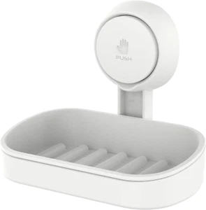 Soap Dish Holder for Shower Suction Cup Wall Mounted Self Draining No-Drilling R - Picture 1 of 9