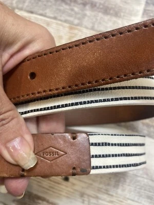 Fossil Women's Leather Belt White Brown Size Medium - Image 1 of 4