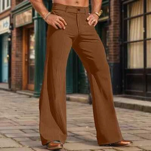 Punk Retro Herren Glockenboden Cord weites Bein Schlaghose uni 60er 70er Hose - Bild 1 von 30