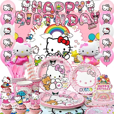 124pcs Hello Kitty Party Decoration Pink Girl Hello Kitty Party Supplies Balloon - Image 1 of 4