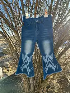 Girls Western Cowgirl Jeans Flare Jeans Kids Southwestern Rodeo Cowgirl Bell - Picture 1 of 10