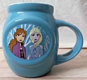 Disney 2019 Frozen Blue Elsa Anna Coffee Mug 4.25"H Hot Chocolate Tea Ceramic - Picture 1 of 13