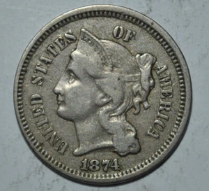 1874 Three Cent Nickel 3c {{{C395 - Picture 1 of 3