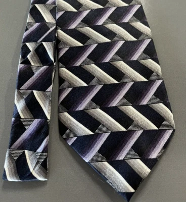Corbata para hombre X-Long Harve Benard seda púrpura negro plata patrón geométrico Foto 1 de 4