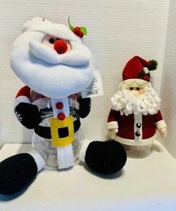 2 Santa Snack Containers 1@ 13x5.25”-2.5 Qt & 1@11x4” 3.5 Cups Soft Santa Heads - Picture 1 of 10