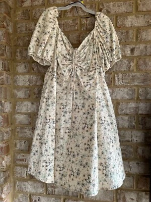 H&M Girls Size XL Floral Linen Summer Dress Garden Sweet - Image 1 of 4