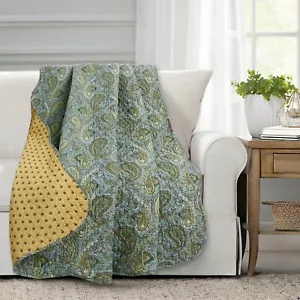 Tiro trapuntato trapuntato in cotone reversibile con stampa stile country verde paisley - Foto 1 di 6