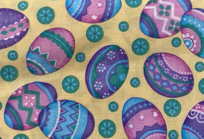 Tela POR 44" Ancho Huevos de Pascua Amarillo Púrpura Rosa Azul Verde Lunares Foto 1 de 4
