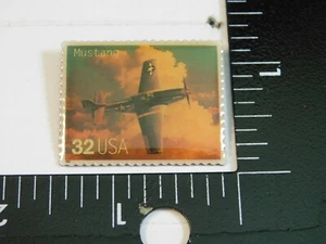 WWII AIR PLANE POSTAGE STAMP PIN MUSTANG - Picture 1 of 2