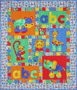 Alphabet Dschungel Kinder Quilts Muster Erbstück QLT027 44x52" Kinderbett Nap Tagalong - Bild 1 von 1
