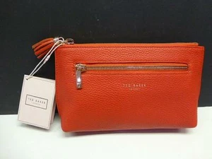 NWT Ted Baker London Red Pebble Leather Clutch Purse Bag - Picture 1 of 4