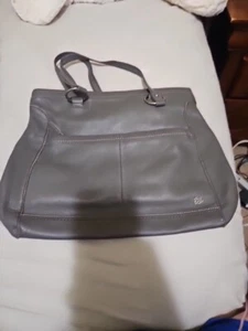 The SAK Silverlake Gray Leather Studded Double-Handled Shoulder Hobo Bag - Picture 1 of 13