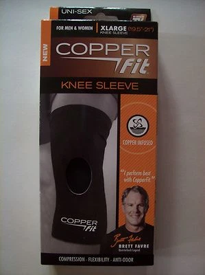 Copper Fit Knee Sleeve XLarge Blk 19.5-21" Sport Athletics Unisex TV Compres NIB - Image 1 of 4