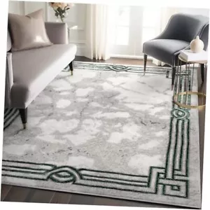 Lezlee Abstract Modern Area Rug - Emerald Marble Border - 6'7" x 9'3" Green - Picture 1 of 8