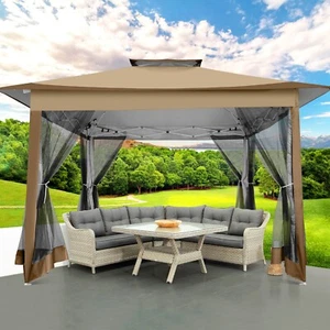 12x12 Pop Up Gazebo with Mosquito Netting Heavy Duty Instant Outdoor Canopy Tent - Picture 1 of 10