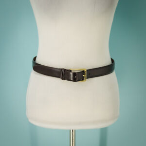 Coach Size 32 Belt Leather Adjustable Brass Tone Square Buckle Brown Adjustable