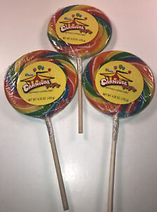 3 Count Giant Bee Carnival Pop spiral stripped lollipop sucker 4.25 oz. candy