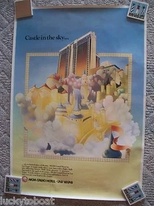 Póster MGM Grand Hotel Big Vintage Castillo en el cielo 39" X 27" - Imagen 1 de 1